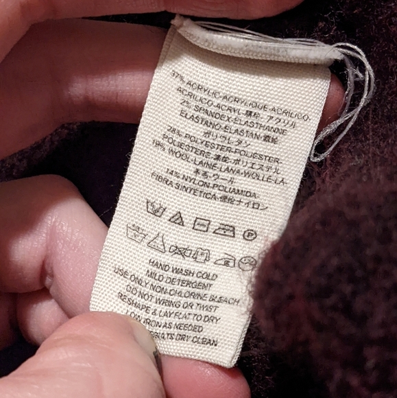 Free People Wool Blend Oversized Slouchy Tunic Sweater Burgundy Purple Size XS/S - Picture 15 of 15